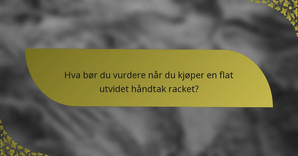 Hva bør du vurdere når du kjøper en flat utvidet håndtak racket?