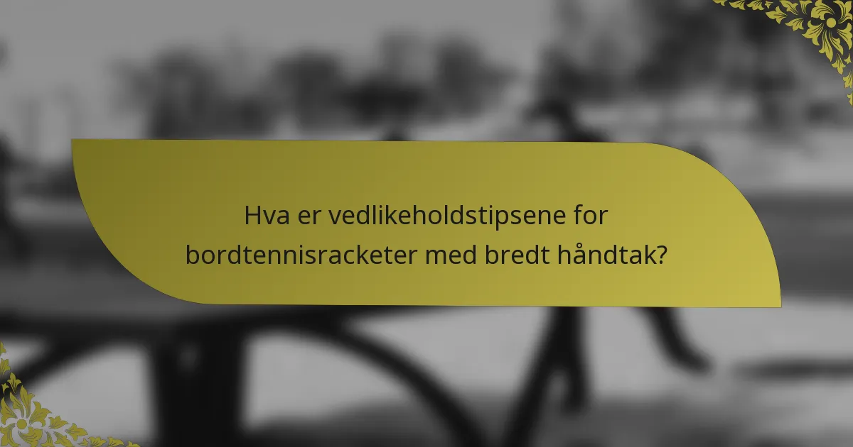 Hva er vedlikeholdstipsene for bordtennisracketer med bredt håndtak?